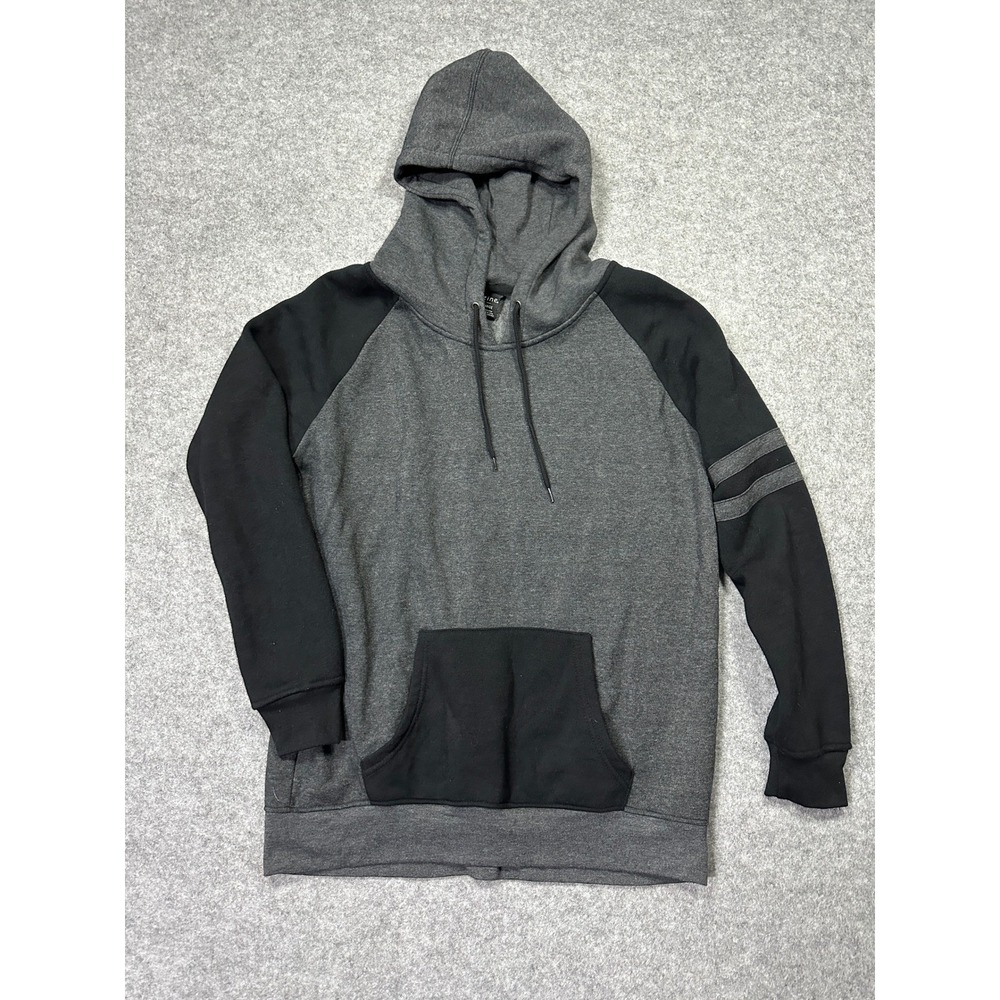 Zine Mens‎ Colorblock Hoodie Charcoal Grey Black Raglan Sleeve Sweatshirt Large